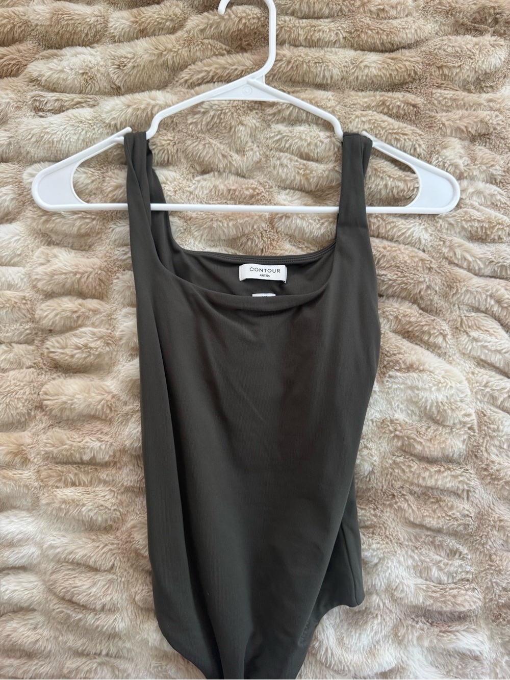 Aritzia Contour Olive Green Scoop Neck Bodysuit